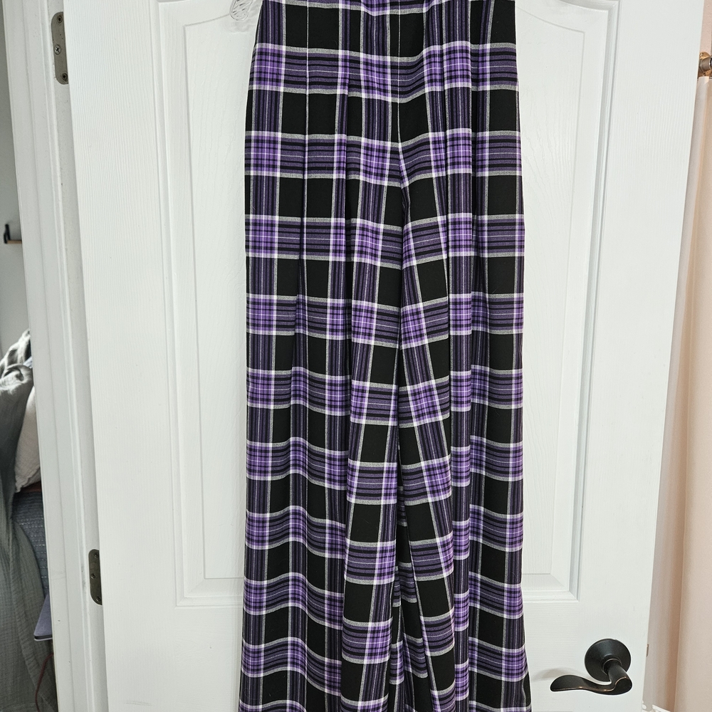 Pinup Girl Clothing Purple Plaid Doris Pants